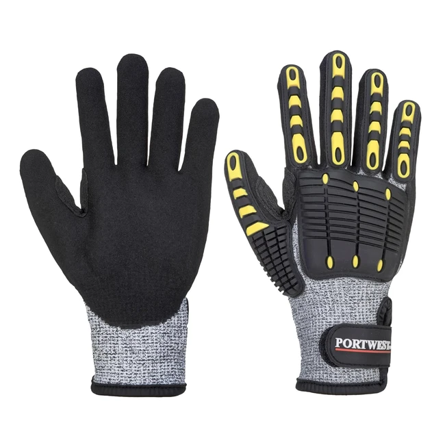 Portwest A722 Durable Anti-Impact Cut Resistant Glove - GreyBlack Large