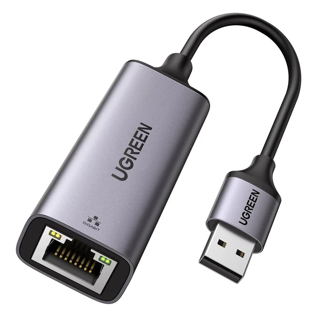 Adaptateur USB vers Ethernet Gigabit 1000Mbps - Ugreen - Réf. XYZ - Plug & Play - Windows 11/10/8.1/8, MacOS, Android - Gris