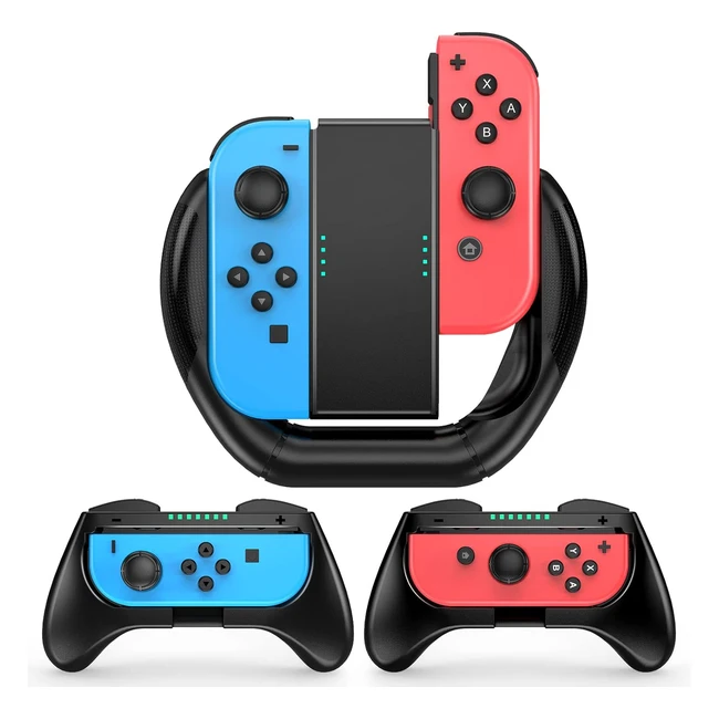 Mooroer Grip per Nintendo Switch OLED - 3 in 1 Grip Holder Cover - Nero