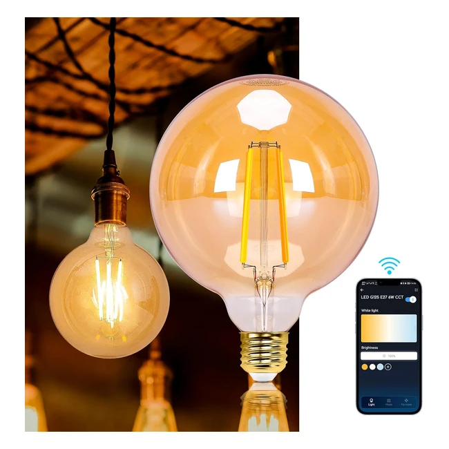 Bombilla LED Inteligente Aigostar Vintage G125 Mbar 6W 806lm Regulable