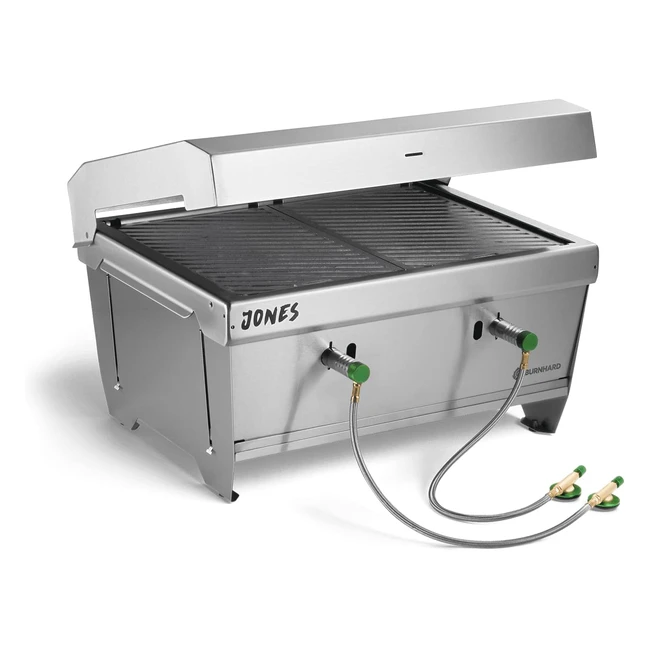 Burnhard Klappgrill Jones 2Brenner mit Deckel 64 kW Edelstahl Gasgrill inkl Tr
