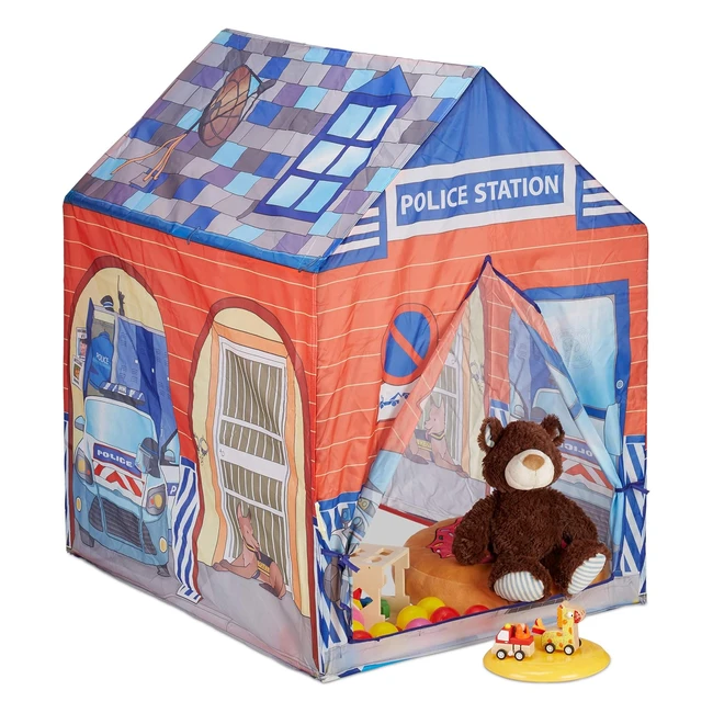 Tenda Giocattolo Polizia per Bambini - Relaxdays HLP102, 3+ Anni, 102x72x95 cm
