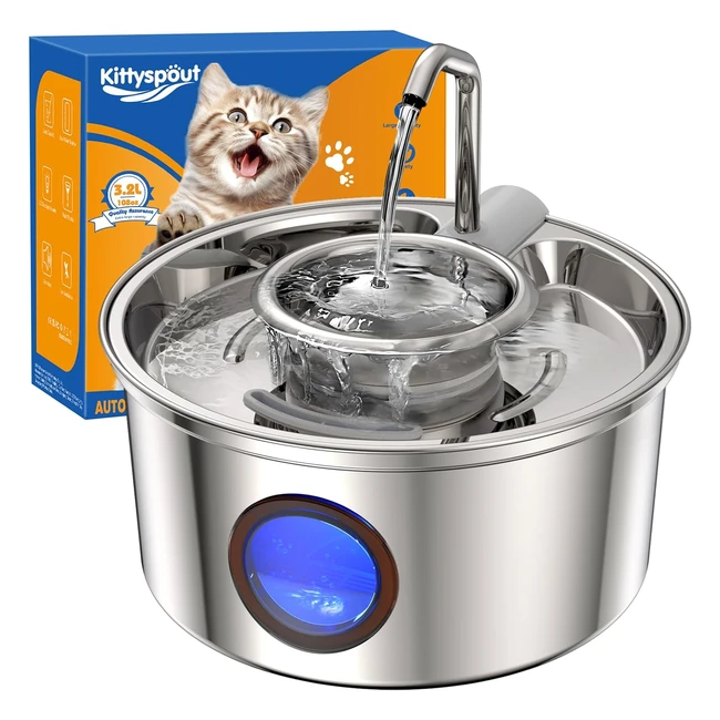 Fontanella per Gatti KittySpout 32L - Acciaio Inossidabile SUS 304 - Ultrasilenziosa - Sistema di Filtrazione a 5 Strati