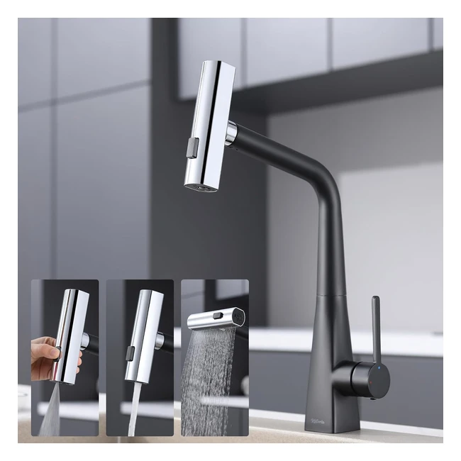 Grifo de cocina negro extensible Kelleria - Ref. 123456 - ¡Ahorra agua y espacio en tu cocina!