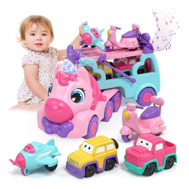 Juguetes Lehoo Castle para niñas de 2 años con luces y sonidos - Camión Unicornio