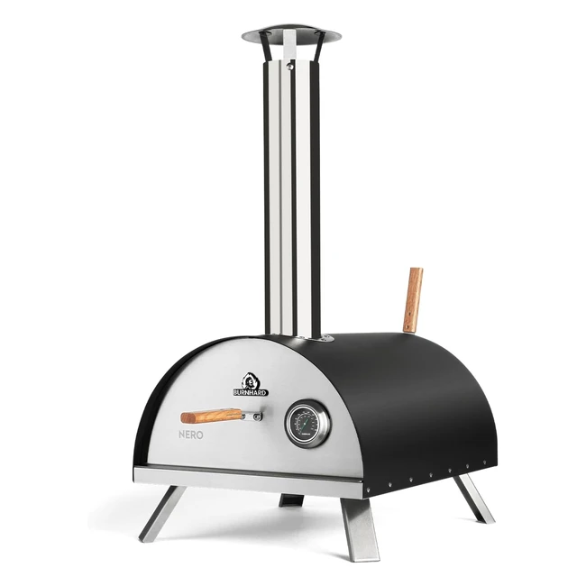 Burnhard Pizzaofen Outdoor Nero 500C - Tragbarer Holzofen inkl. Pizzaschieber & Cordieritpizzastein