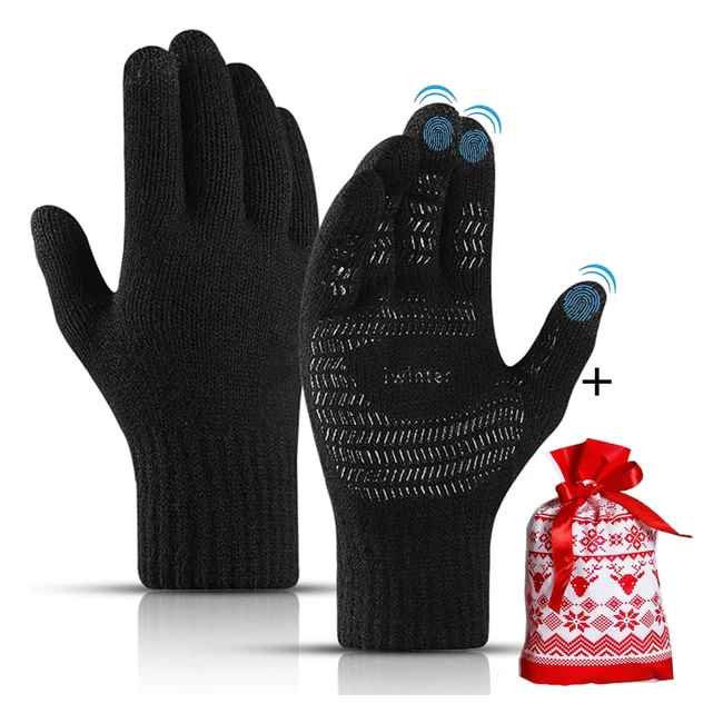 Ohwhoa Guanti Invernali Uomo Donna - Touch Screen Riscaldati - Sacchetto Regalo Natale - Sportivi Moto MTB Bici Ciclismo Running Calcio Sci