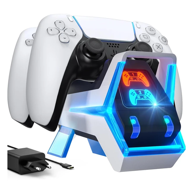 Station de charge pour manette PS5 - Charge rapide 5V3A - Accessoires de station de charge double Playstation5 - Style chien électronique