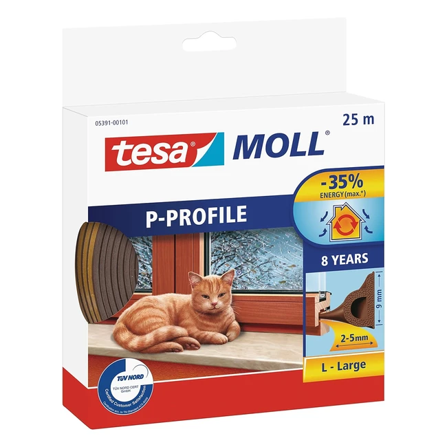 tesa moll pprofile seal - Guarnizione in gomma per porte e finestre - Risparmio energetico - Facile installazione
