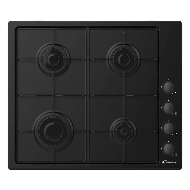 Candy CHW6LBB Gas Hob - 4 Burners, Easy Clean Enamel, Flame Failure Safety
