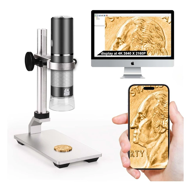 Microscopio 4K WiFi Ninyoon con Soporte Profesional 50-1000x