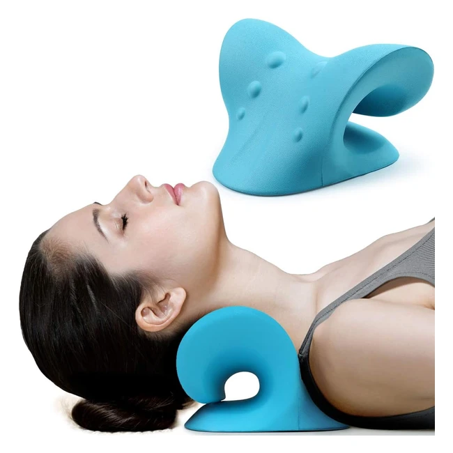 Restcloud Neck and Shoulder Relaxer - TMJ Pain Relief - Chiropractic Pillow - Blue