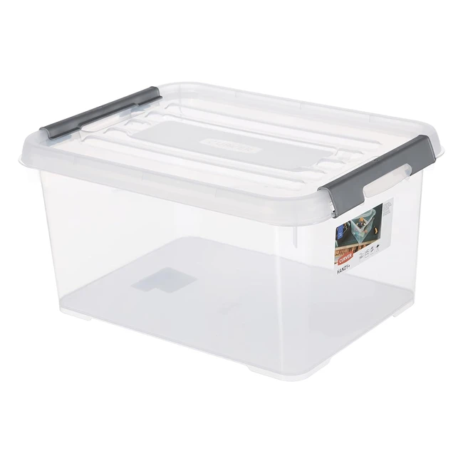 Curver Handybox - Scatola Contenitore con Coperchio 15L - Trasparente/Grigio - 39x29x20 cm