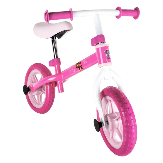 Draisienne enfant métal Pat Patrouille rose/blanc - Selle et guidon ajustables - Pneus increvables - Dès 3 ans