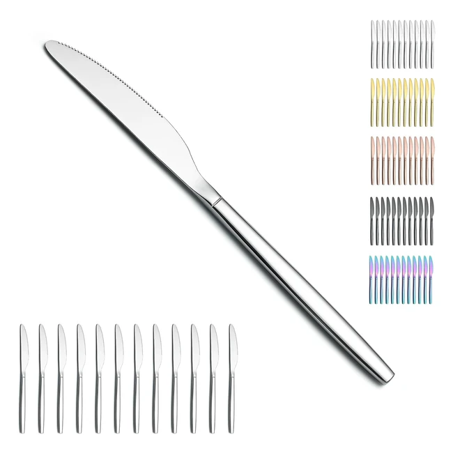 Cuchillos de Mesa Berglander 12 Piezas - Acero Inoxidable - Modernos y Duraderos
