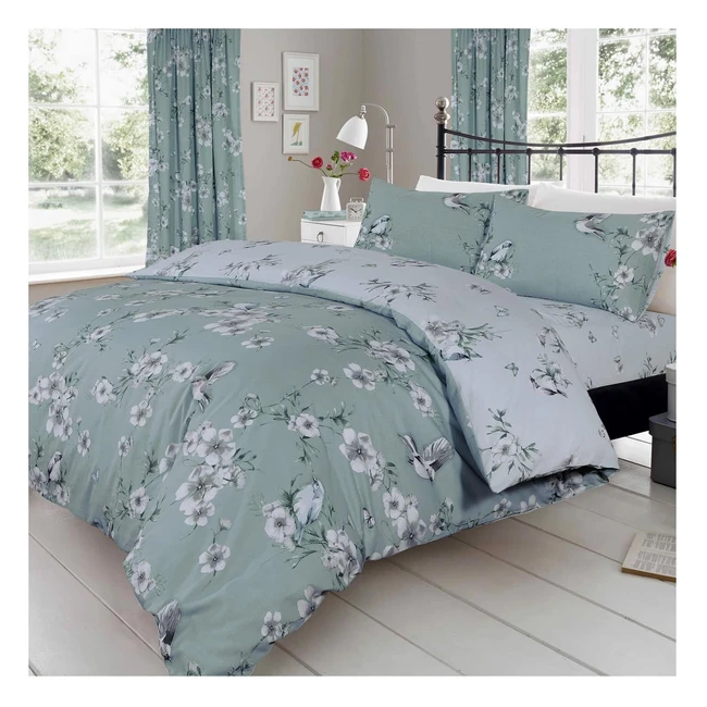 GC Gaveno Cavailia King Size Duvet Cover Set - Soft Polycotton Quilt Bedding with Floral Design - Duck Egg