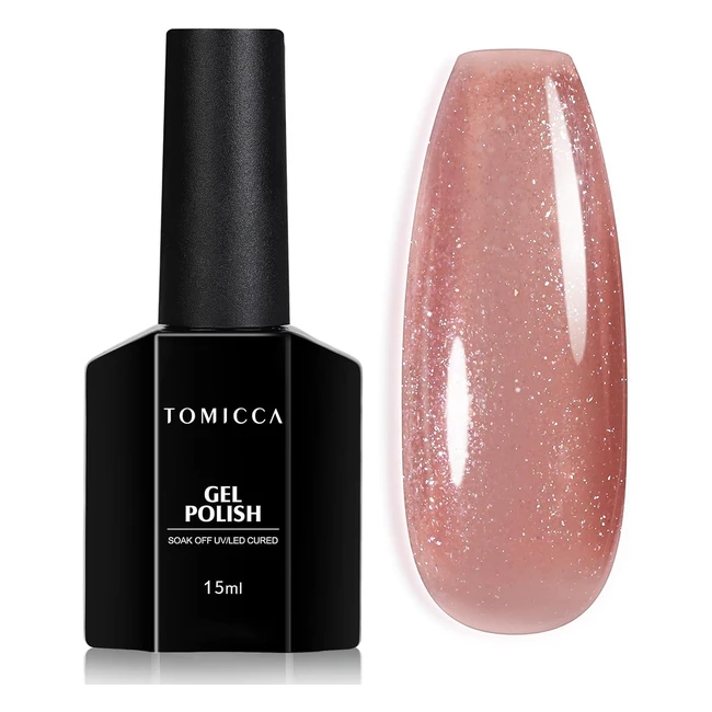 Vernis Semi Permanent Pailleté NudeRosa 15ml - Tomicca