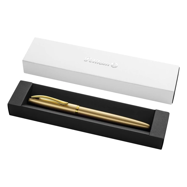 Stilografica Pelikan Jazz Noble Elegance in Metallo Gold - Inchiostro Blu - Clip Elastica - Astuccio Regalo