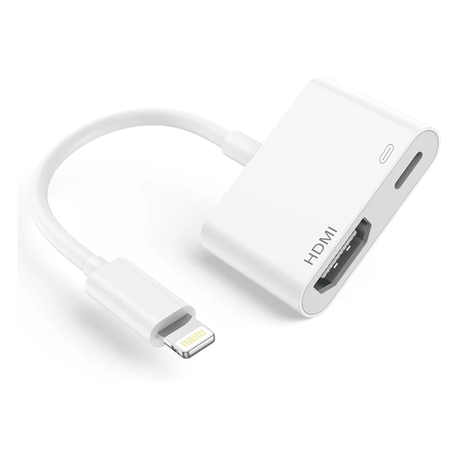 Adaptador HDMI Certificado Apple MFI iPhone iPad - 1080p Audio y Video - Conector TV - Ref: 141312118PXRIpad