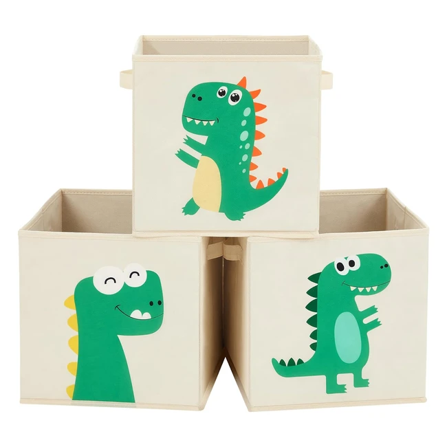 Songmics Aufbewahrungsbox 3er Set - Spielzeugboxen mit Dinosauriermotiven