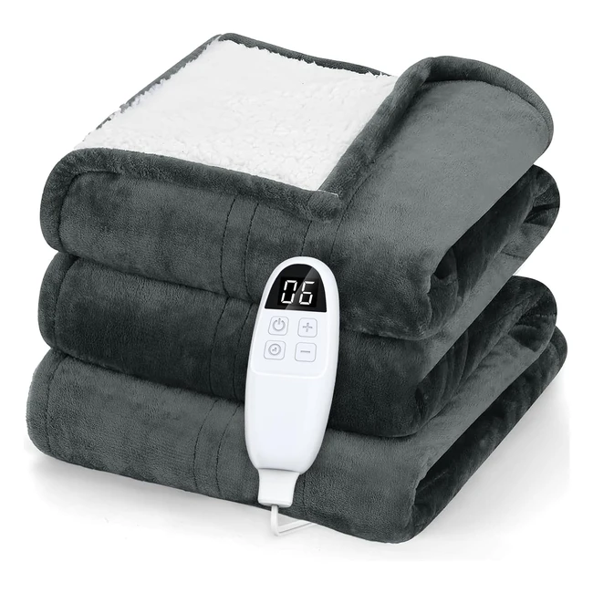 Couverture Chauffante Pranite 180x130 cm - 6 Niveaux de Chauffage - Minuterie 10h - Chauffage Rapide - Lavable en Machine