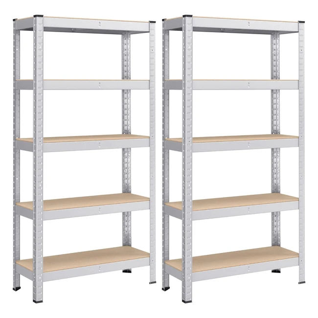 Songmics Schwerlastregal 2er Set, Stahlgestell, 650kg belastbar, 5 verstellbare Ablagen