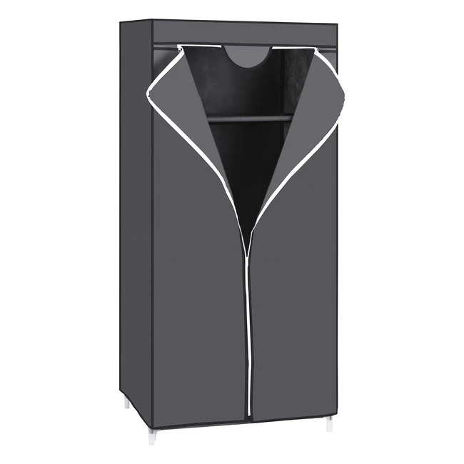 Songmics Kleiderschrank aus Stoff, zusammenklappbar, mit Kleiderstange, Organizer für Spielzeug, Schuhe, Taschen, 75x45x160 cm, grau