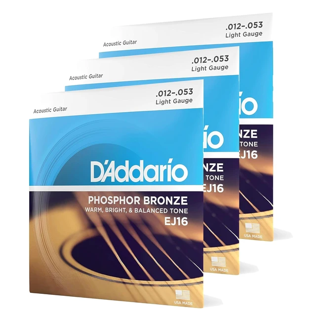 Cuerdas de Guitarra Acústica D'Addario EJ163D Extra Ligero 1253 - Paquete de 3