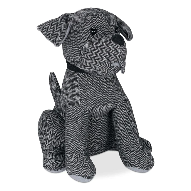 Fermaporta Cane Decorativo Grigio - Relaxdays 33 cm - Tessuto