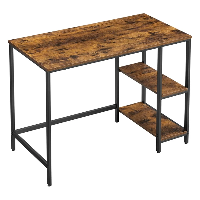 VASAGLE Schreibtisch Computertisch PCTisch Brotisch mit 2 Ablagen, Industriedesign, Vintagebraun/Schwarz