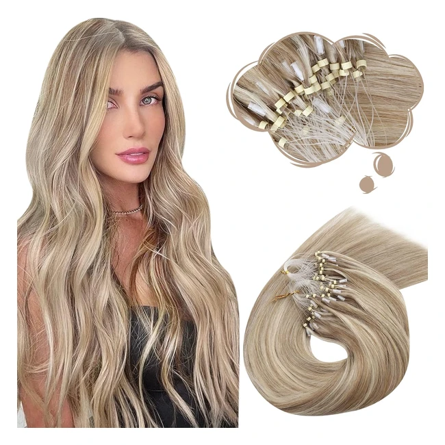 Extension Cheveux Naturel Moresoo - Brun Clair avec Blond Platine - Facile à Appliquer