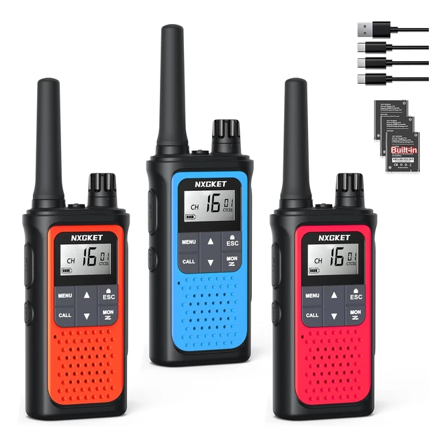 Walkie Talkie Recargable NXGKET 3pcs - Largo Alcance 5km - Batera Incorporada