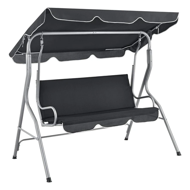 Juskys Hollywood Swing 3-Sitzer mit verstellbarem Dach und Sitzbezug - 200 kg Tr