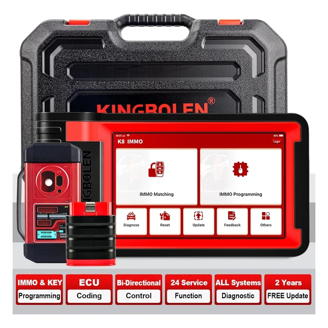Valise Diagnostic Voiture K8 Immo Programmateur CL Kingbolen - Référence 2024 - Contrôle Bidirectionnel - 24 Services