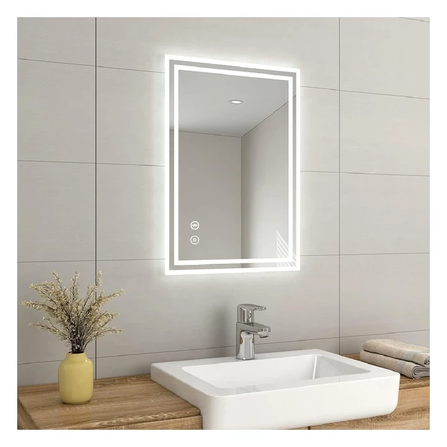 emke 500 x 700 mm Backlit Bluetooth Bathroom Mirror | LED Lights | Shaver Socket