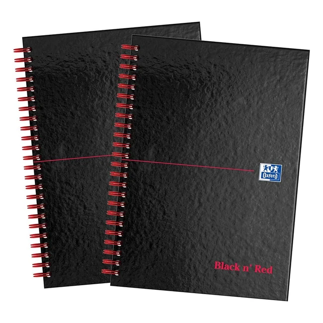 Black n Red A5 Notebook - Pack of 2 - Wirebound - Lined - High-Quality Paper