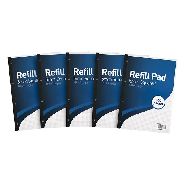 Hamelin A4 Refill Pad 5mm Squared - Pack of 5 - 160 Pages - White