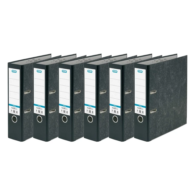 Elba A4 Lever Arch File - Pack of 6 Folders Black Durable  Spacious