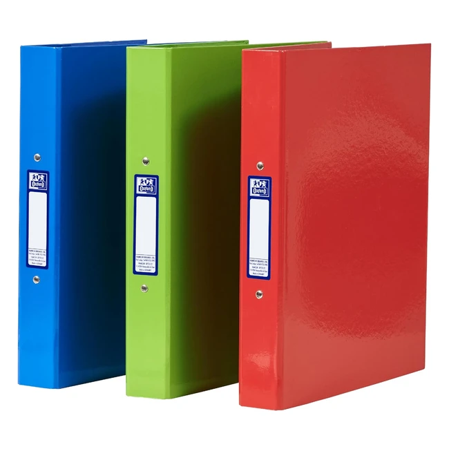 Oxford A4 2-Ring Binder Pack of 3 - RedGreenBlue - Durable  Colorful