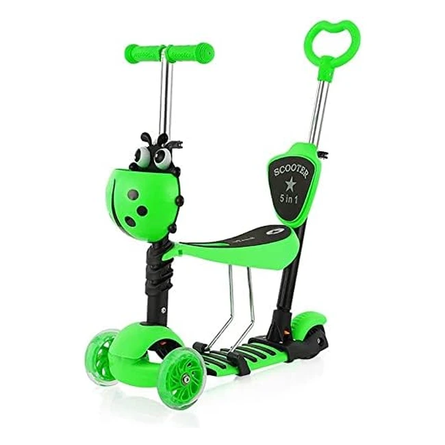 Patinete Yoleo para Niños 5en1 con Asiento - 3 Ruedas LED - Manillar Ajustable - Carga Máxima 75kg