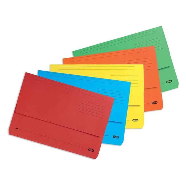 Elba Foolscap Document Wallet - Pack of 10 Assorted Colours - Reference 12345 -