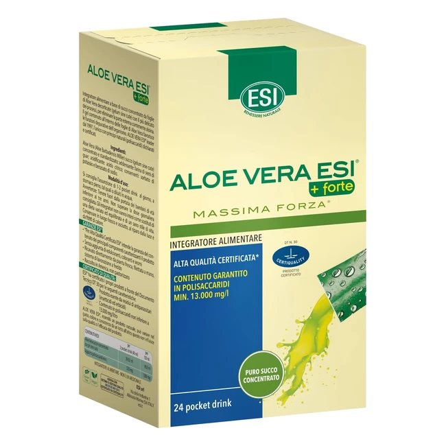 ESI Aloe Vera Forte - Integratore Alimentare per il Benessere del Sistema Digerente - Ricco di Polisaccaridi - Senza Glutine e Vegan