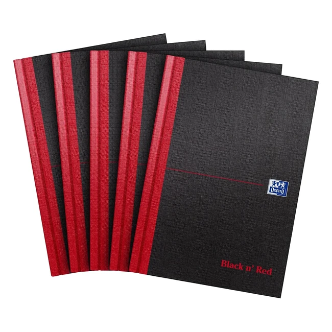 Black n Red A5 Notebook Pack of 5 - 192 Pages, Matte, Ruled