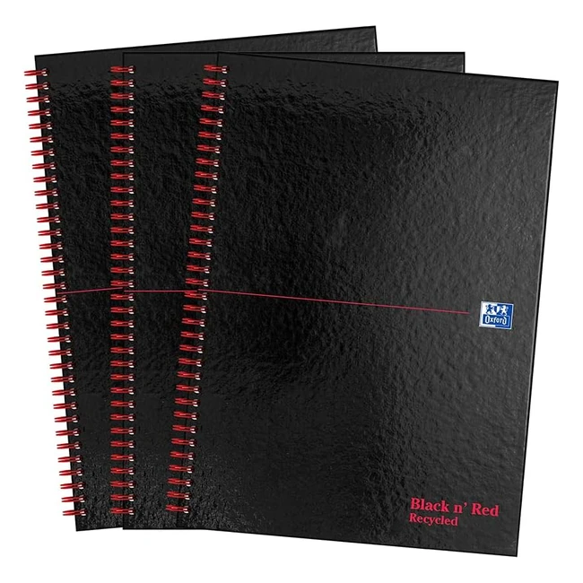 Black n Red A4 Recycled Notebook - Pack of 3 - Ruled 140 Pages