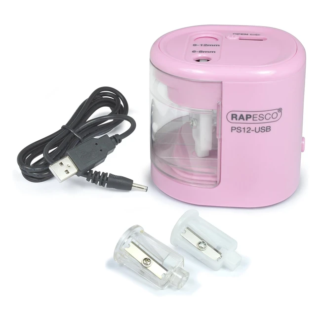 Rapesco 1446 Automatic Electric USBBattery Pencil Sharpener - Candy Pink
