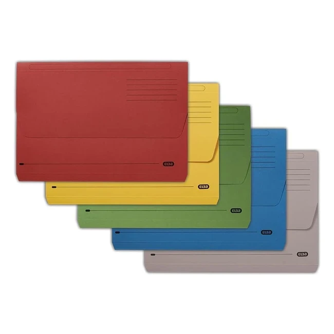 Elba A4 Document Wallets - Pack of 50 - Assorted Colours - Foolscap Folders