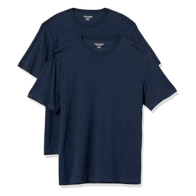 Maglietta Girocollo Uomo, Vestibilità Regolare, Pacco da 2, Blu Marino Scuro, Taglia L