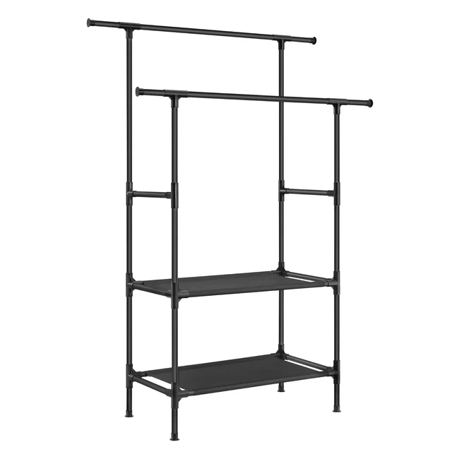 Songmics Kleiderstnder Garderobenstnder Metall 2 Kleiderstangen 2 Ablagen 70