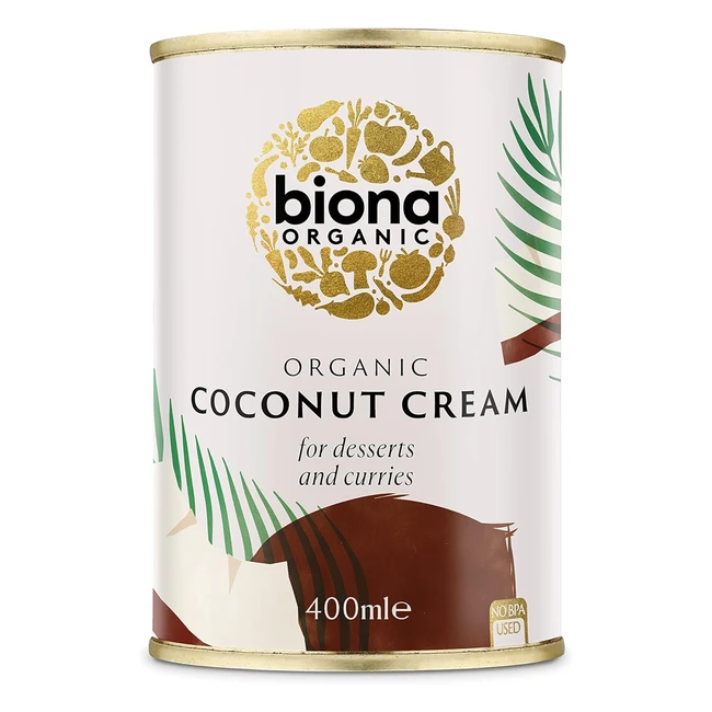 Biona Organic Coconut Cream 400ml - Pack of 6 | Rich & Creamy, Certified Organic