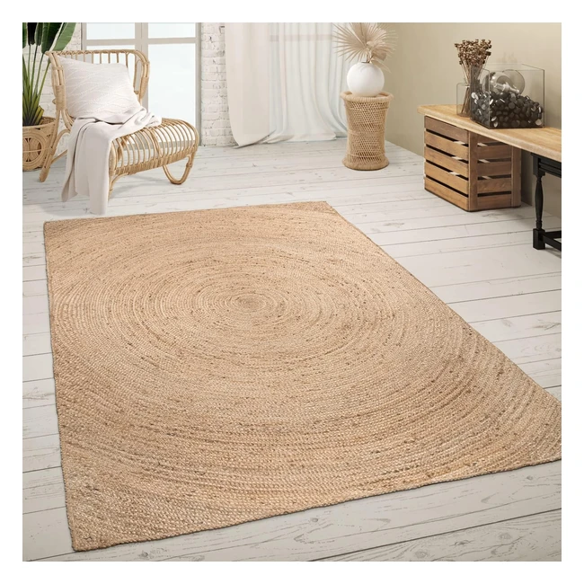 Tapis de Salon Paco Home en Fibres Naturelles - Motif Moderne - 200x290 cm - Couleur Naturelle